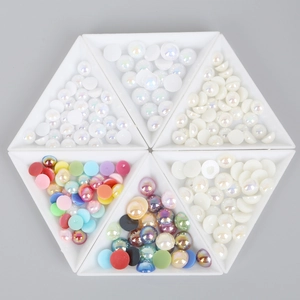 Iridescent AB Half Round Flatback Artificial Pearls For DIY Bow Hair Accessories Nail Art Craft Making ABS Plastic Beads