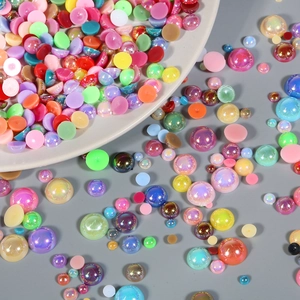 Colorful mixed size half round flatback faux pearls for DIY crafts and nail art design