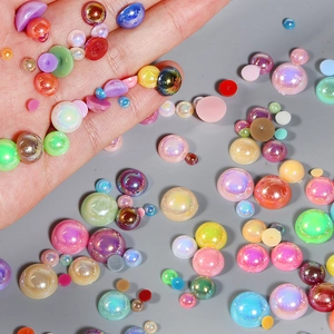 Gekleurde ABS halfronde parels met platte achterkant voor DIY knutselen en nagelkunst