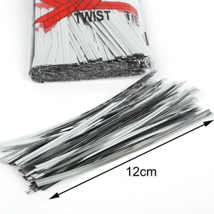 Ασημένια μεταλλικά δεματικά twist tie 12cm με πλαστική επικάλυψη για κοσμήματα