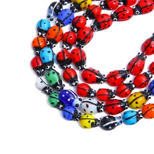 Perline colorate a forma di coccinella in vetro millefiori per gioielli fai da te fatti a mano