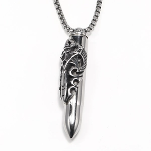 Retro Punk Titanium Steel Dragon Scepter Bullet Pendant Necklace Openable Perfume Bottle Urn Necklace For Men Jewelry Gift