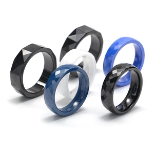 Minimalist Ceramic Faceted Ring For Men Women Simple Geometric Cutting Couple Ring Fashion Jewelry Finger Accessory