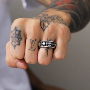 Anello teschio gotico vintage da uomo con stile punk biker in acciaio inossidabile