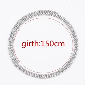 Sparkling silver four-row rhinestone choker necklace with 150cm length for formal dresses