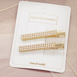 Vintage Gold Legierung Kunstperle Haarklammer Set Elegant Geometrisch Rechteck Entenschnabel Clip Süß Haar-Accessoires