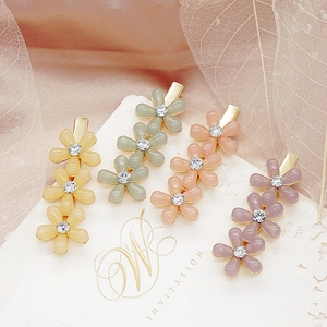 Barrettes à Cheveux Fleur en Acrylique Doux Coréen pour Femmes Élégante Pince Latérale en Alliage Strass Accessoires Cheveux Filles