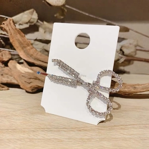 Creative Scissor Shaped Rhinestone Hair Clip Silver Metal Fashion Side Clip For Women Daily Party Hair Accessories Jewelry
