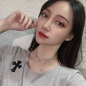 Minimalist silver butterfly necklace with star and heart pendants for women fashion