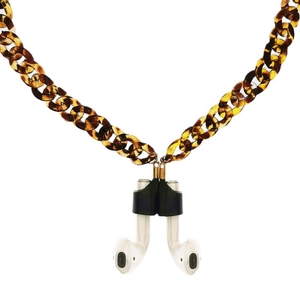 Lightweight acrylic tortoiseshell anti-loss chain for AirPods with magnetic silicone loops