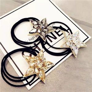 Korean Star Alloy Rhinestone Hair Tie Elastic Hair Band Sparkly Crystal Hair Rope For Women Daily Party Styling Accessory