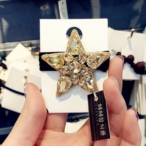 Champagne crystal star hair tie with gold alloy frame and high elasticity band