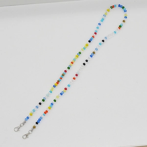 Chaîne de lunettes et lanière de masque en perles de cristal multicolores avec fermoirs
