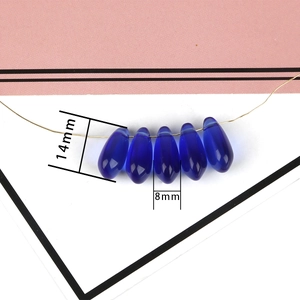 Perline a goccia in vetro ceco blu scuro 8x14mm per accessori capelli fai da te