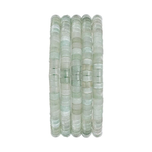 Set van 5 natuurlijke lichtgroene afstandsperlen armbanden in platte cilindrische vorm