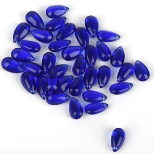 Deep cobalt blue teardrop Czech glass beads for DIY hairpins and jewelry making