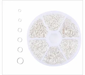 Size chart for 4-10mm open jump rings set in a 6-compartment jewelry storage box