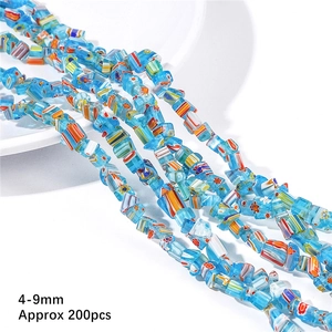 Irregular blue Millefiori glass beads 4-9mm for DIY jewelry making 200pcs pack