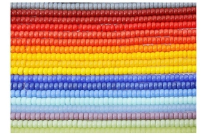 Polished 6-8mm colorful glass barrel beads for DIY jewelry making in vibrant gradient rows