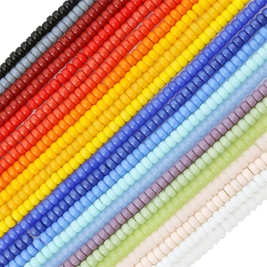 Polished 6-8mm glass cylinder beads in various colors for DIY jewelry and bracelets