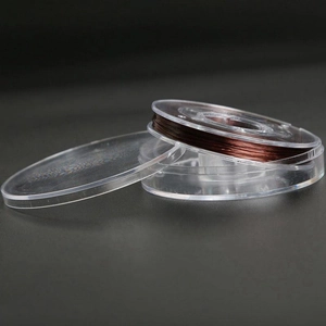 Flat elastic crystal string for DIY bracelets on a clear plastic spool in brown red