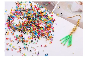 2mm colorful glass seed beads and finished green fringe earring diy jewelry materials