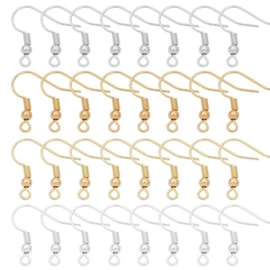 28pcs gold and silver fish hook earring wires with coil and ball for DIY jewelry making