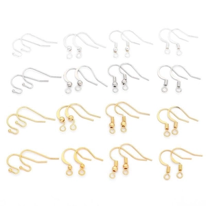Macro display of diverse 14K gold plated and silver ear hooks for DIY earring making