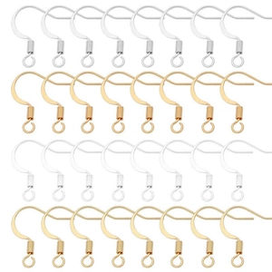 Detailed grid of gold and silver French ear hooks for DIY earring jewelry making