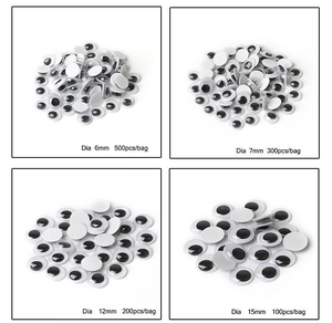 Détail d'yeux mobiles en tailles 6mm, 7mm, 12mm, 15mm pour le bricolage et les jouets