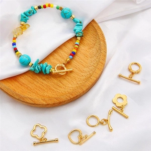 Fermoirs à bascule OT en plaqué or 18K cœur et fleur pour la création de bijoux DIY