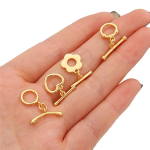 Lot de fermoirs OT plaqués or 18K en forme de cœur et fleur pour création de bijoux DIY