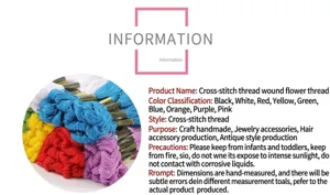 Detail view of colorful embroidery threads for DIY crafts with specific product specs