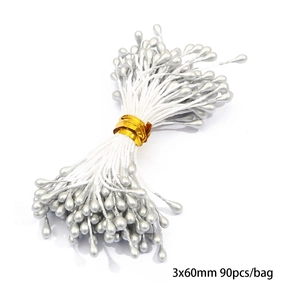 90 Stück silberne künstliche Blumenstempel für DIY Handwerk und Dekoration in 3x60mm Größe