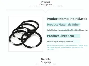 Dettaglio di elastici per capelli neri da 5 cm con connettori in metallo per accessori