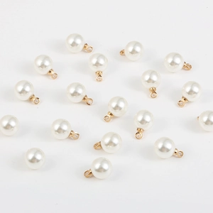 Pendentifs perles blanches avec boucles dorées pour bijoux faits main DIY