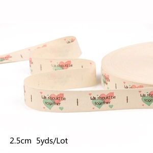 Ruban en coton 2,5 cm avec motif floral et cœur pour bricolage et emballage cadeau