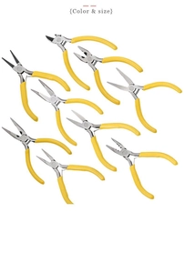 Set of 7 precision pliers with yellow non-slip handles for DIY jewelry and crafts