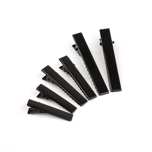 Set of 6 black metal duckbill hair clips with non-slip teeth for DIY styling