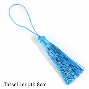 Lichtblauwe decoratieve kwast van 8cm met ophanglus voor DIY handgemaakte items