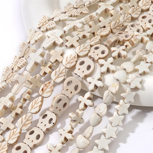 Cuentas de Turquesa Sintética Textura de Mármol Piedra Blanca Cuentas Sueltas para DIY Pulsera Collar Joyería Retro Múltiples Formas