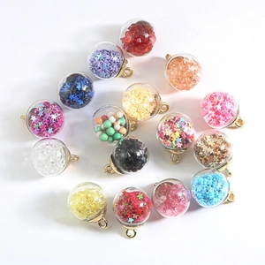 Clear Glass Ball Star Sequin Pendant Charms For DIY Jewelry Making Earrings Necklace Bracelet Golden Alloy Cap Accessory