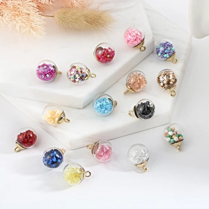 Star sequin crystal glass ball pendants for DIY jewelry making in various colors
