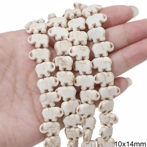 Cuentas de elefante de turquesa blanca 10x14mm para manualidades de joyería DIY