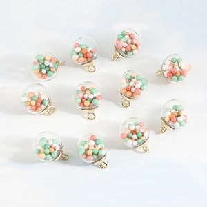 Star-pattern glass ball charms with colorful foam beads and gold metal loops