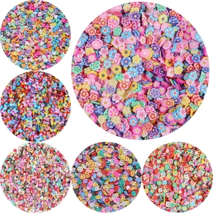 Mixed Themes Holeless Polymer Clay Slices For DIY Craft Phone Case Nail Art Decor Colorful Fruit Heart Star Shaped Handmade Material