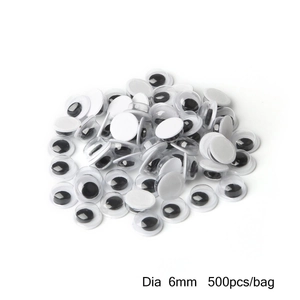 Ojos móviles adhesivos de 6mm blancos y negros para manualidades DIY 500 piezas por bolsa