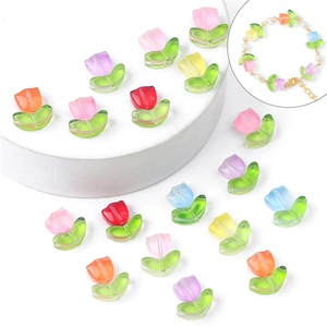 Colorful translucent tulip shaped DIY beads for jewelry making and floral accessories