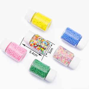 DIY colorful glass seed beads set in 6 clear bottles for jewelry making crafts