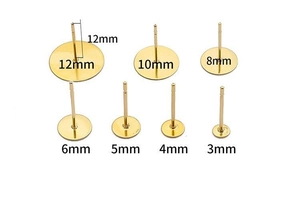Edelstahl Ohrstecker mit flachem Kopf für DIY Schmuckherstellung in Gold 3mm bis 12mm